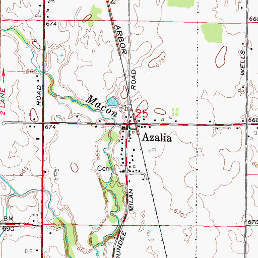 Topographic Map of Azalia Station, MI