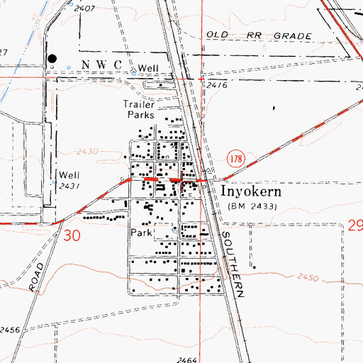 Topographic Map of Inyokern, CA