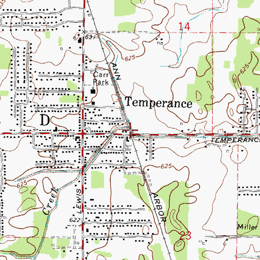 Topographic Map of Temperance Station, MI