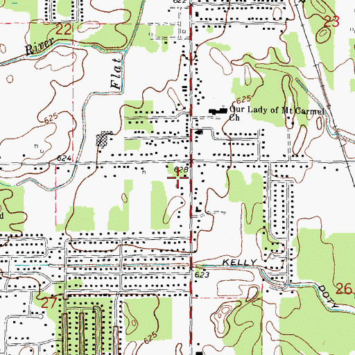Topographic Map of Temperance Post Office, MI
