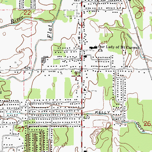 Topographic Map of Temperance Post Office, MI