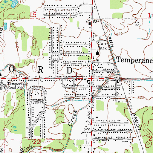 Topographic Map of Bedford Fire Department District 1, MI