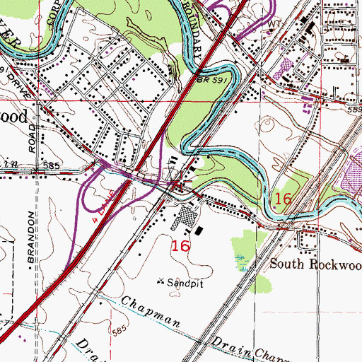 Topographic Map of South Rockwood Station (historical), MI
