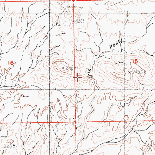 Topographic Map of Iris Pass, CA