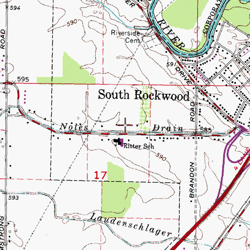 Topographic Map of Rose of Sharon Baptist Church, MI