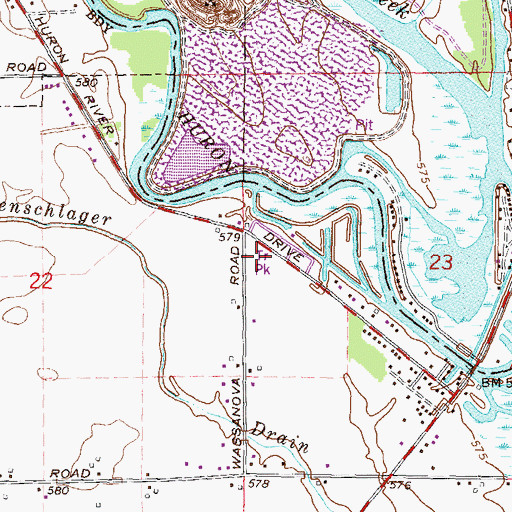 Topographic Map of Huron River Mobile Home Park, MI