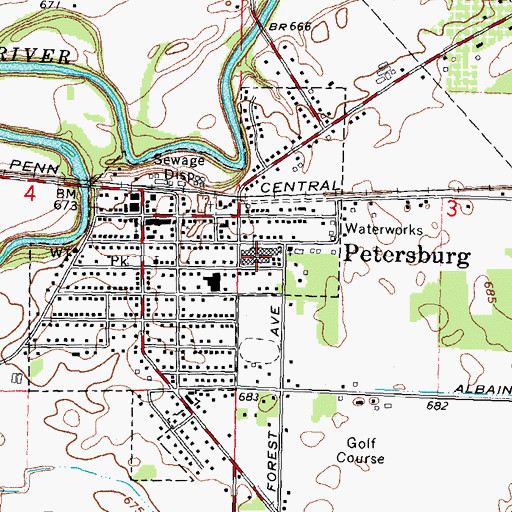 Topographic Map of Summerfield School, MI