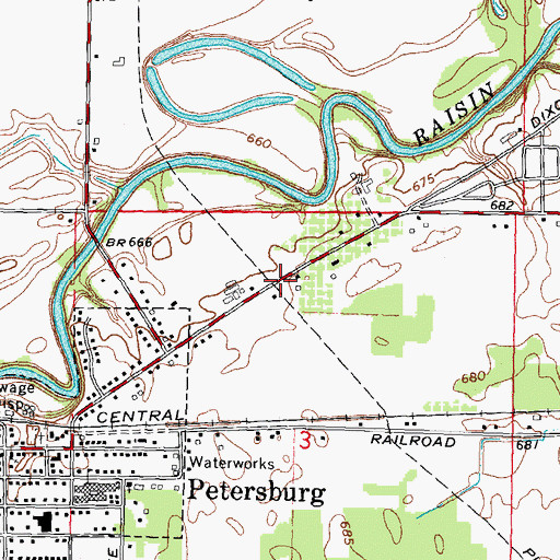 Topographic Map of Summerfield High School, MI
