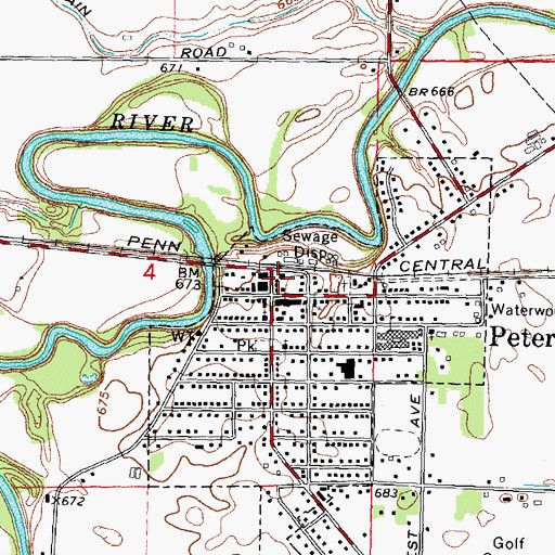 Topographic Map of Petersburg Post Office, MI
