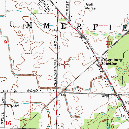 Topographic Map of Summerfield Township Volunteer Fire Department, MI