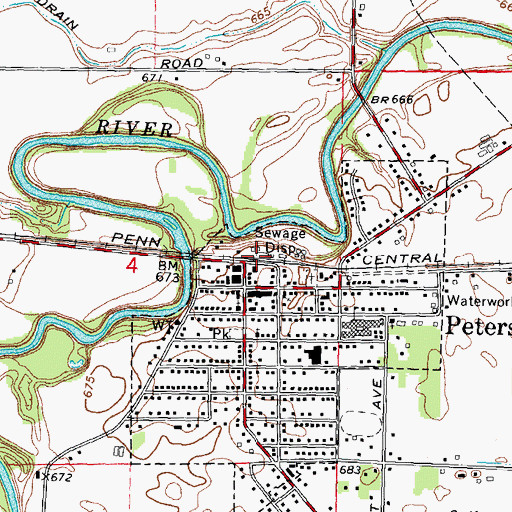 Topographic Map of Petersburg Station (historical), MI