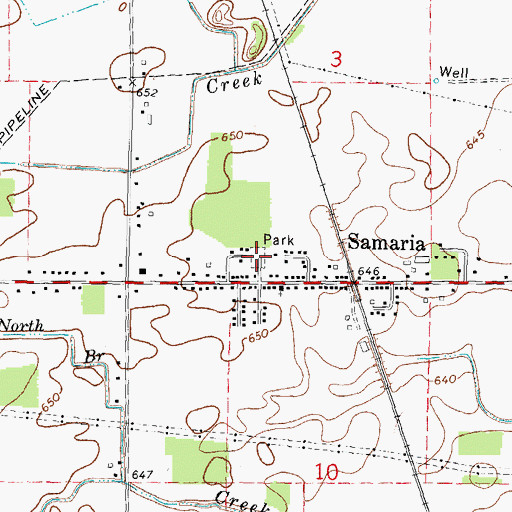 Topographic Map of Samaria Park, MI