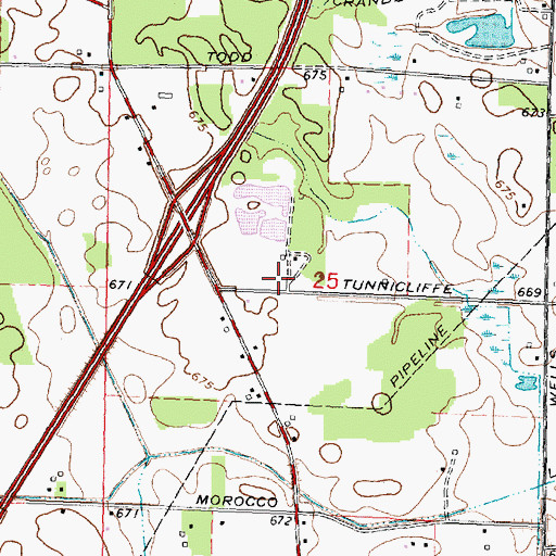 Topographic Map of Monroe County KOA Campground, MI
