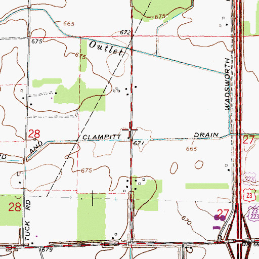 Topographic Map of Crossroads Community Church, MI