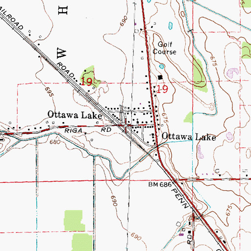 Topographic Map of Ottawa Lake Station (historical), MI