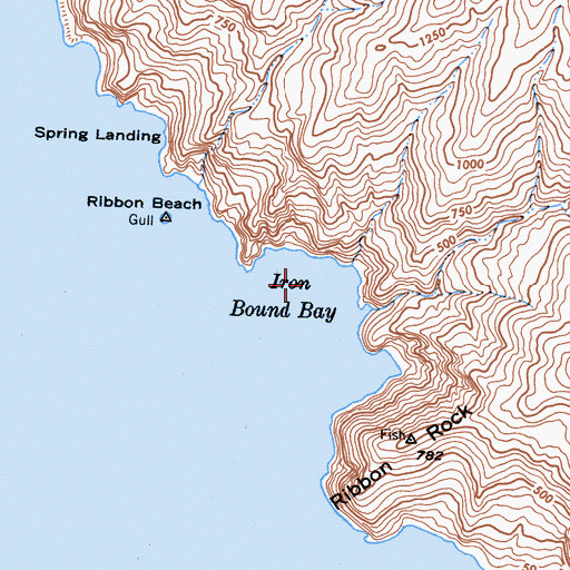 Topographic Map of Iron Bound Bay, CA