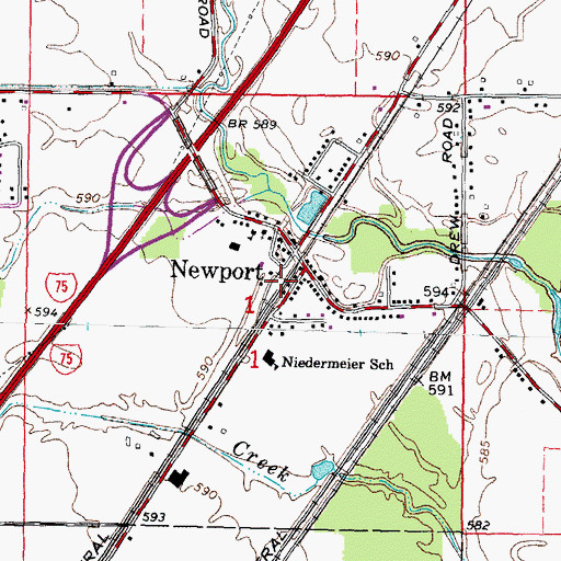 Topographic Map of Newport Station (historical), MI
