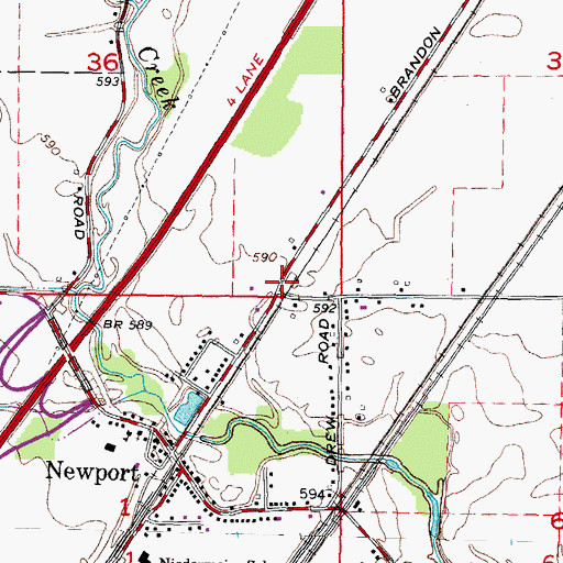 Topographic Map of Newport Fireman's Park, MI
