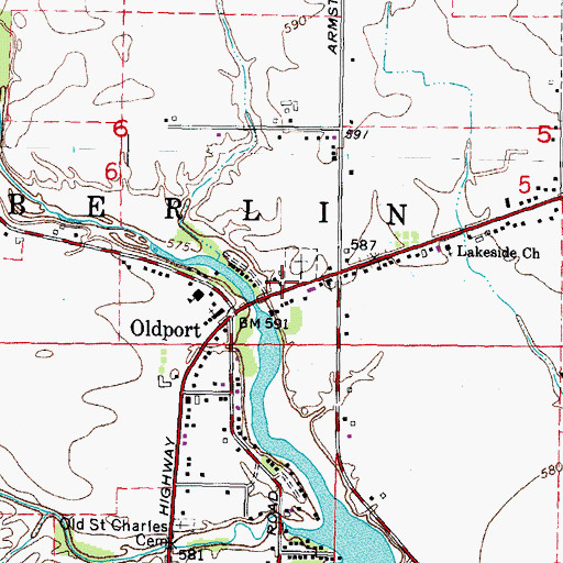 Topographic Map of Berlin Township Library, MI