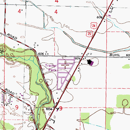 Topographic Map of Kimberly Estates Mobile Home Park, MI