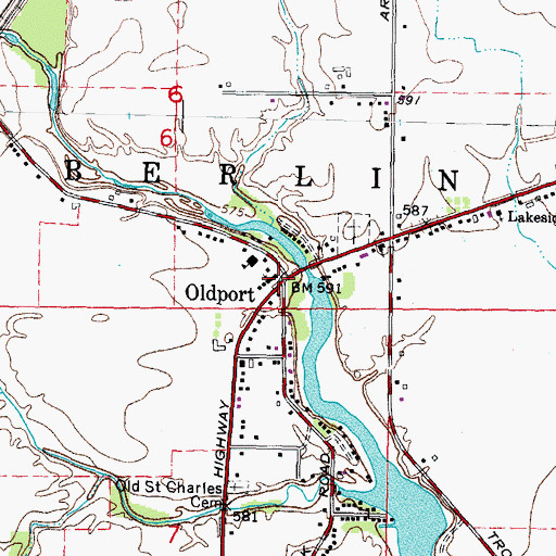 Topographic Map of Saint Charles Catholic Church, MI
