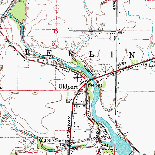 Topographic Map of Saint Charles Catholic School, MI
