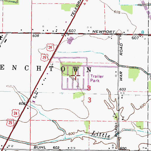 Topographic Map of French Town Villa Mobile Home Park, MI