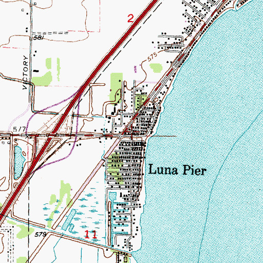 Topographic Map of Luna Pier Post Office, MI