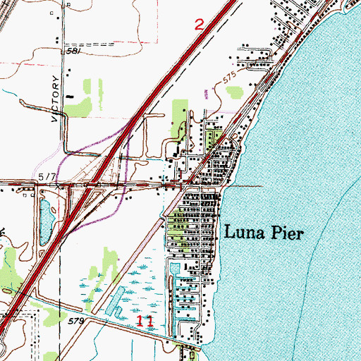 Topographic Map of Luna Pier Volunteer Fire Department, MI