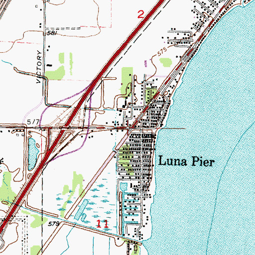 Topographic Map of Luna Pier Baptist Church, MI