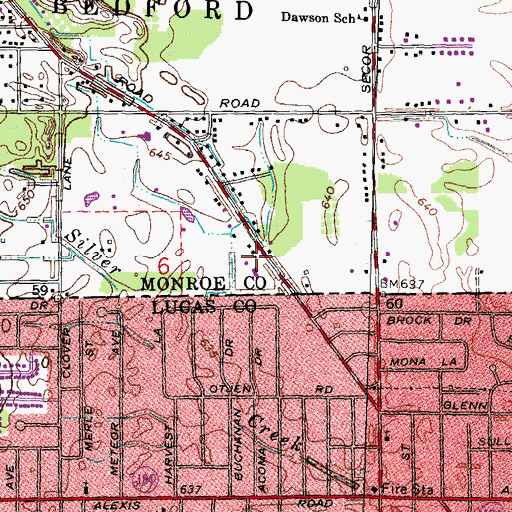 Topographic Map of Bedford Medical Arts, MI