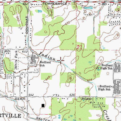 Topographic Map of Indian Creek Park, MI