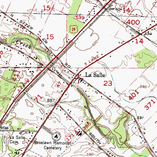 Topographic Map of La Salle Township Hall, MI