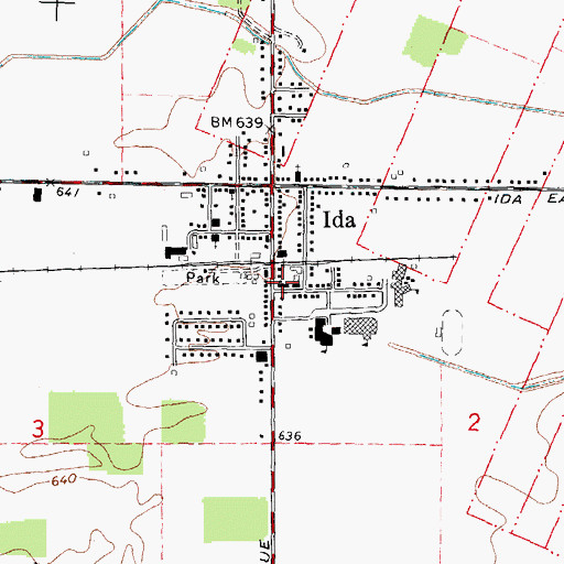 Topographic Map of Ida Post Office, MI