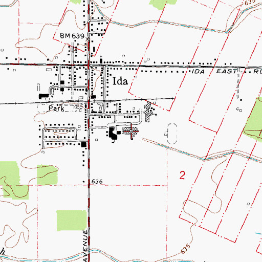 Topographic Map of Ida High School, MI