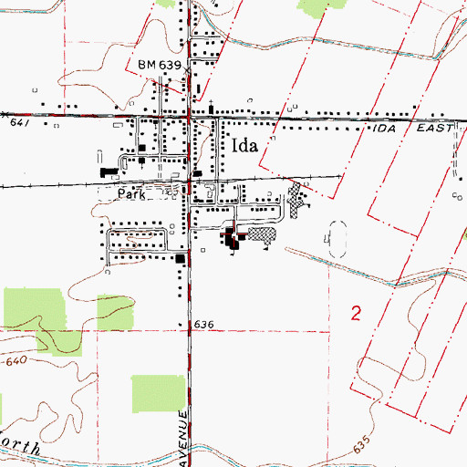 Topographic Map of Ida Middle School, MI