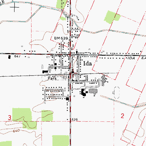 Topographic Map of Ida Township Hall, MI