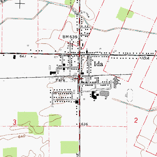 Topographic Map of Ida Township Volunteer Fire Department, MI