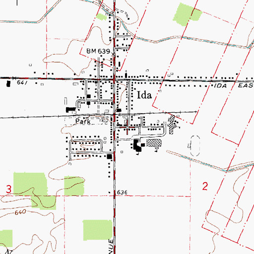 Topographic Map of Ida United Methodist Church, MI
