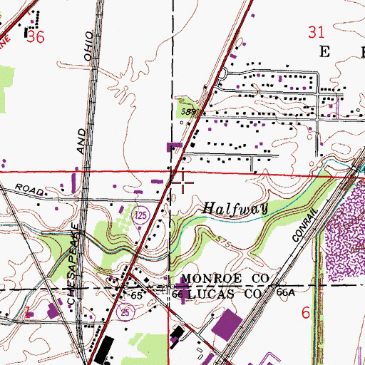 Topographic Map of Erie Mobile Home Village, MI