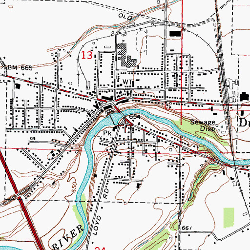 Topographic Map of Dundee Post Office, MI