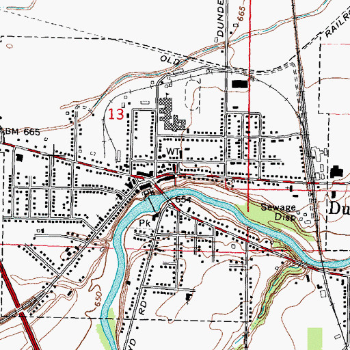 Topographic Map of Dundee Township Hall, MI