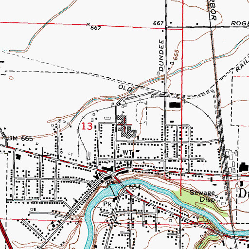Topographic Map of Dundee Community Schools, MI