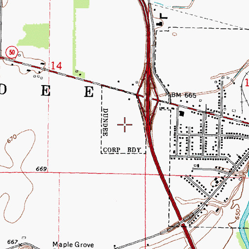 Topographic Map of Dundee Internal Medicine, MI