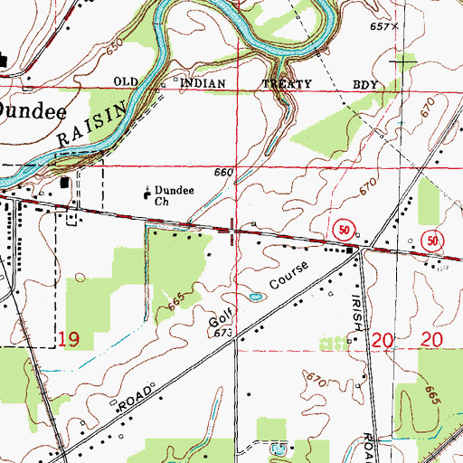 Topographic Map of Dundee Community Church of the Nazarene, MI