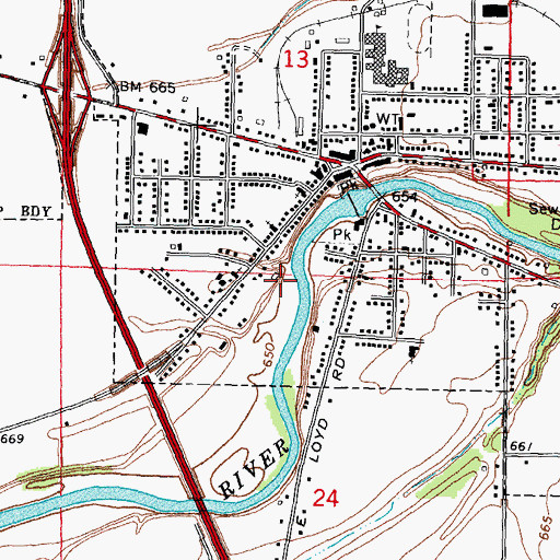 Topographic Map of Saint John Lutheran Church, MI