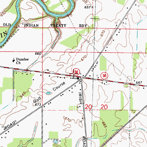 Topographic Map of Dundee Assembly of God Church, MI