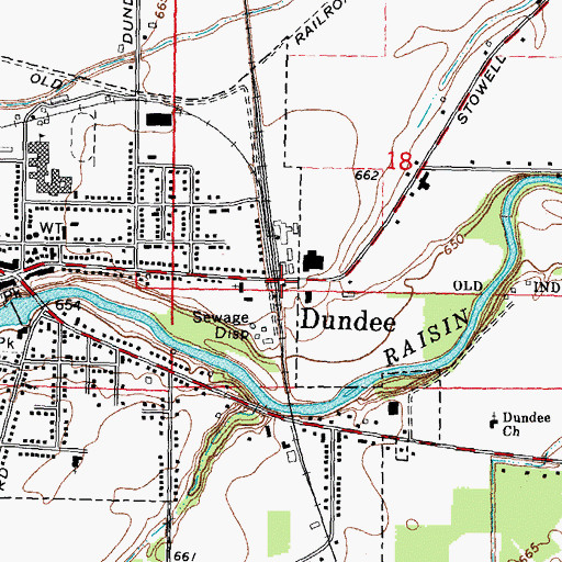 Topographic Map of Dundee Station, MI
