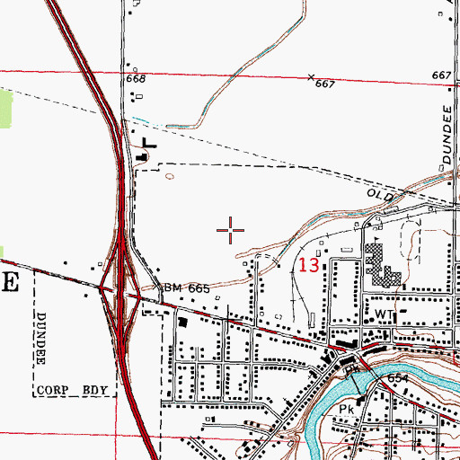 Topographic Map of Dundee Meadows Mobile Home Park, MI