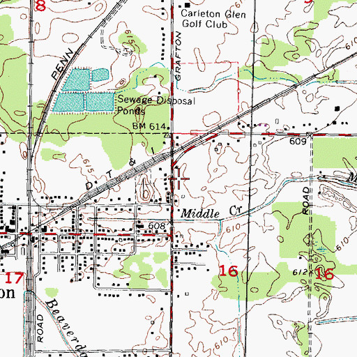 Topographic Map of Carleton Post Office, MI